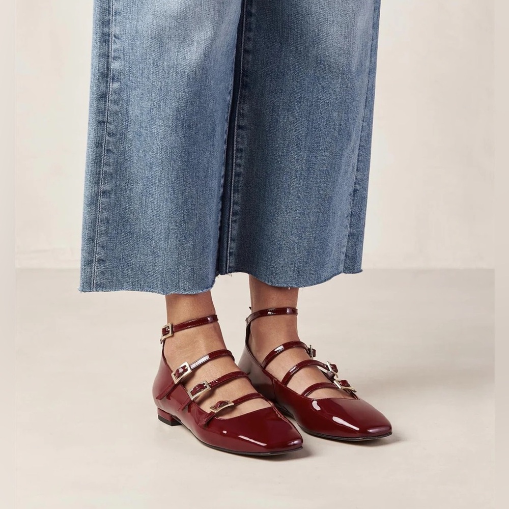 ALOHAS Burgundy Multi-Strap Flats - US 7